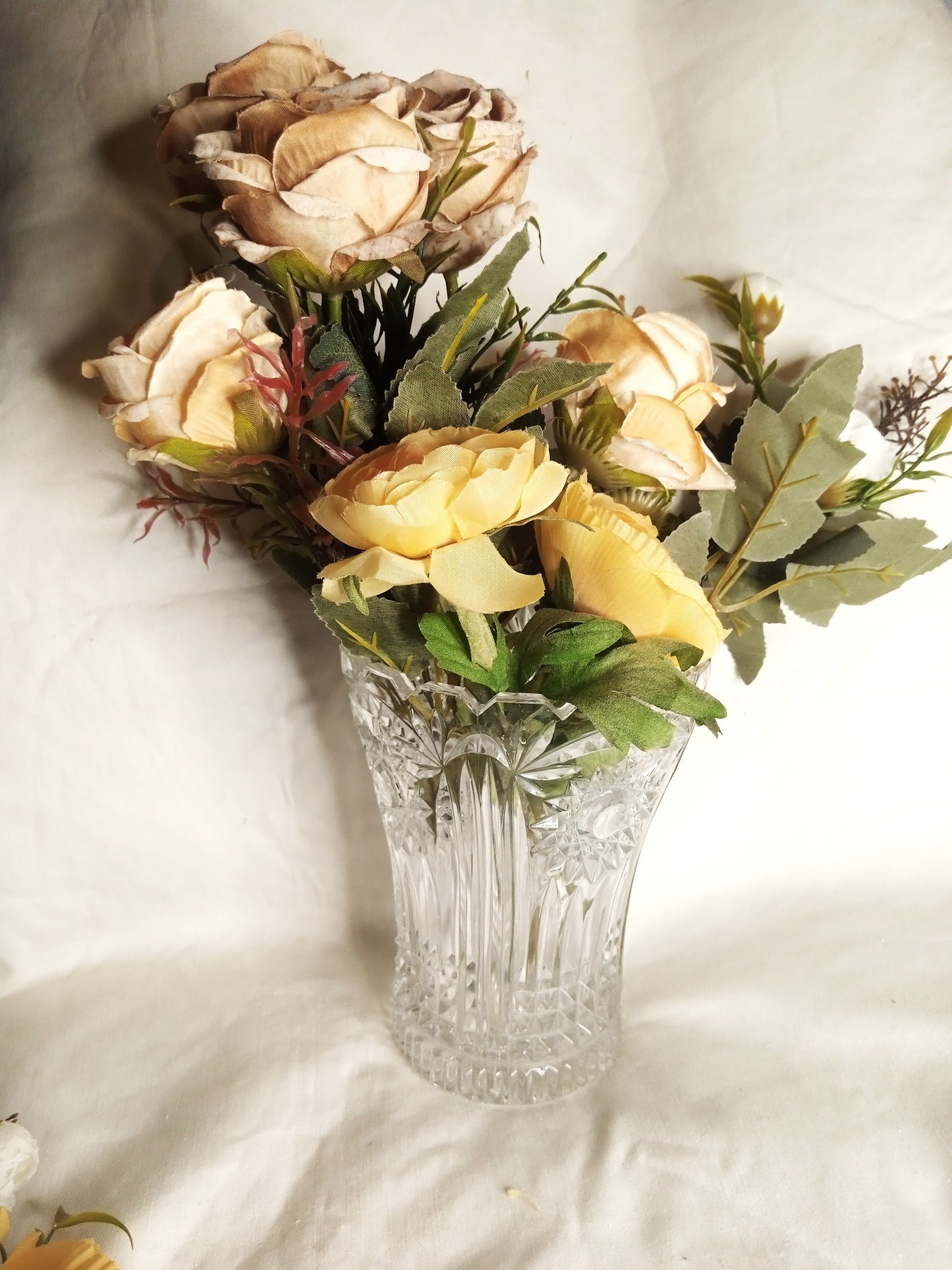 Artificial Flowers With A Glass Jar (about 6 inches tall)